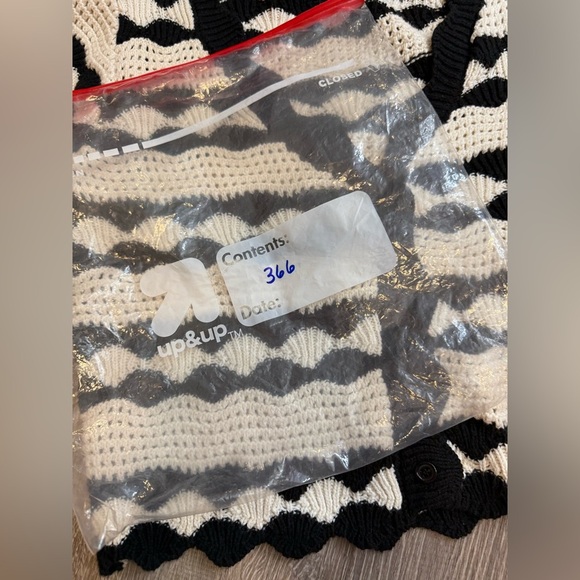 Lulus Stylish Bliss Ivory and Black Striped Crochet Cardigan Medium - Picture 8 of 8